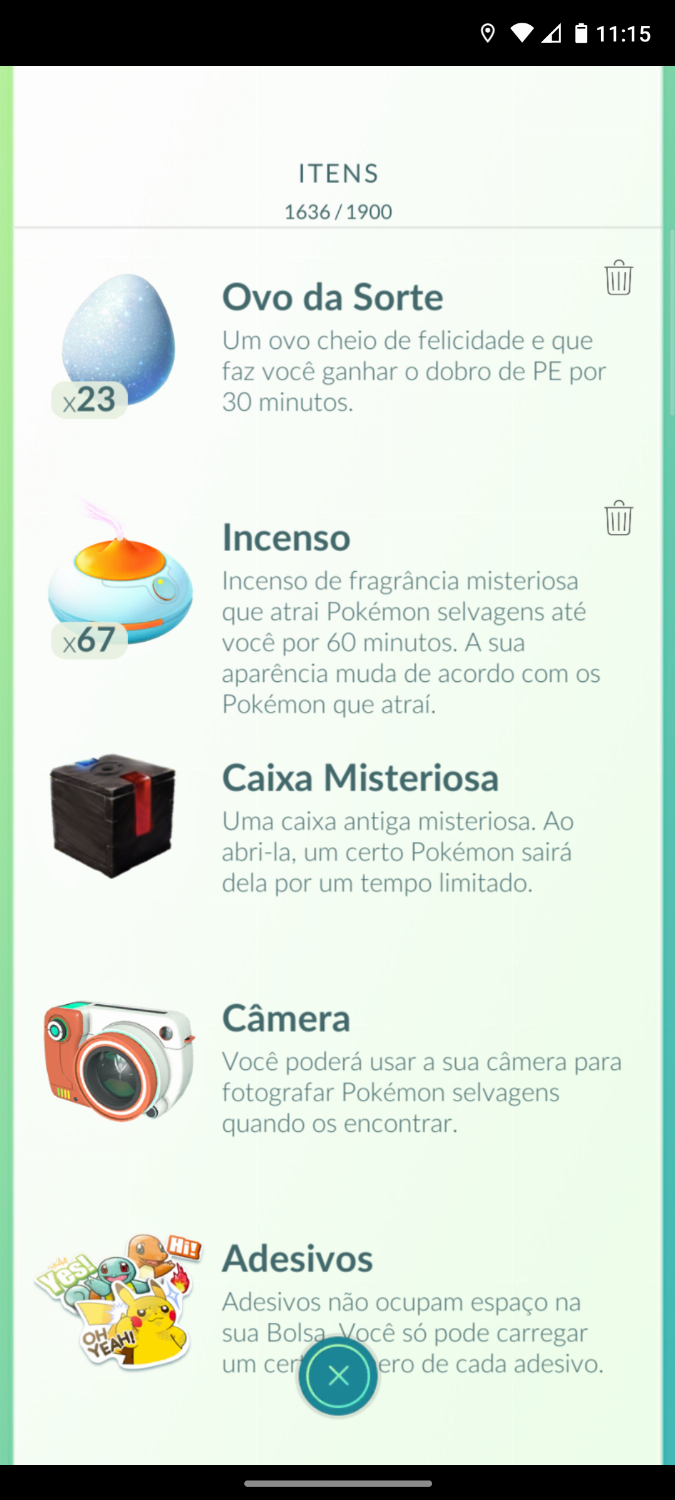 Página De Itens Do Pokémon Go