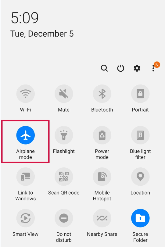Android Airplane Mode On