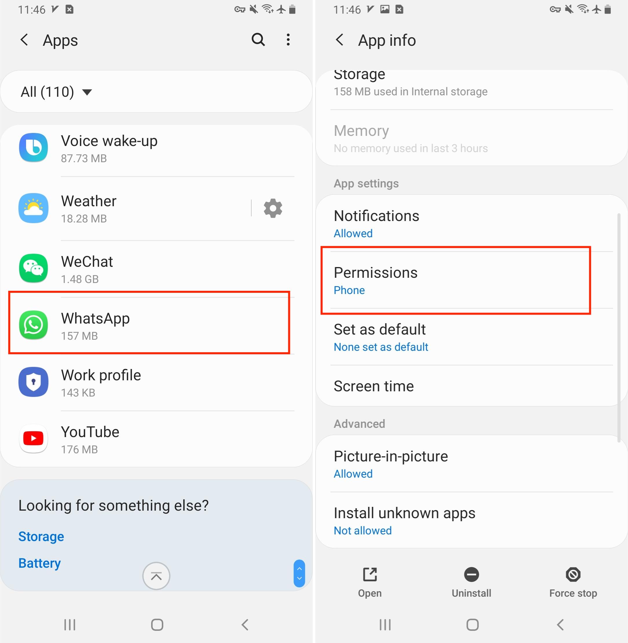 Android Settings Apps Whatsapp App Info Permissions