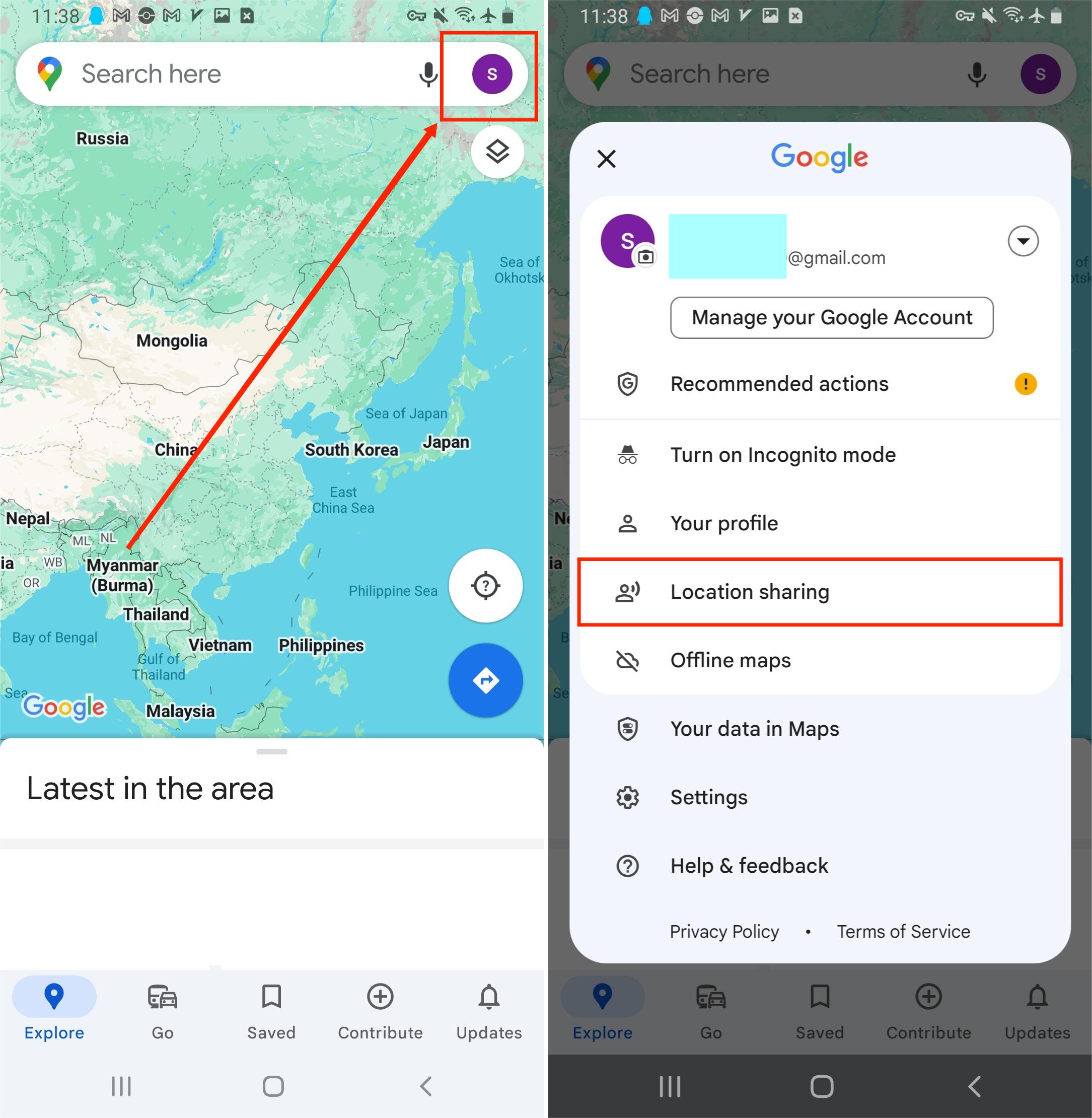 Google Map App Enable Location Sharing
