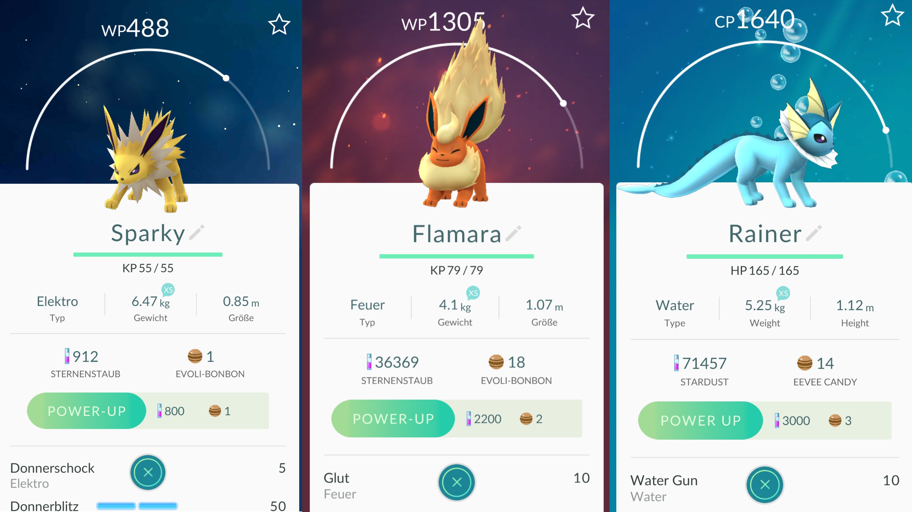 Die Evoli-Entwicklung Vaporeon Jolteon Flareon Namenstrick