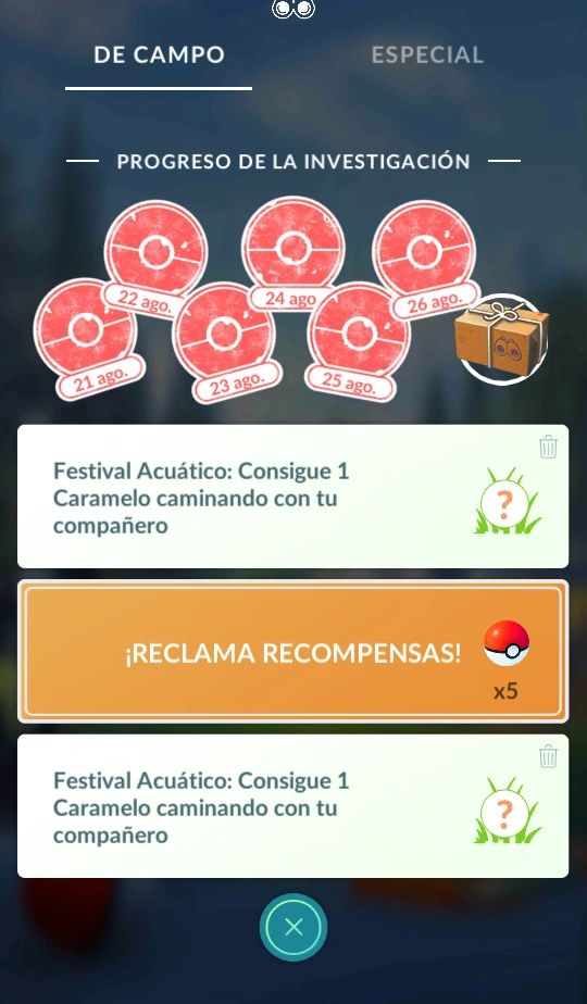 Recompensa Por Reclamación De Investigación De Campo De Pokémon Go