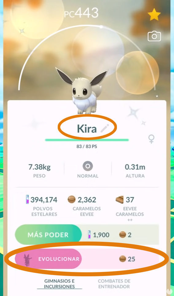 Pasos Para Encontrar El Botón Evolucionar De Eevee