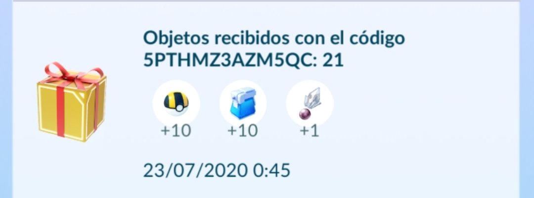 Pokemon Go Objectos Recibidos Con El Codigo