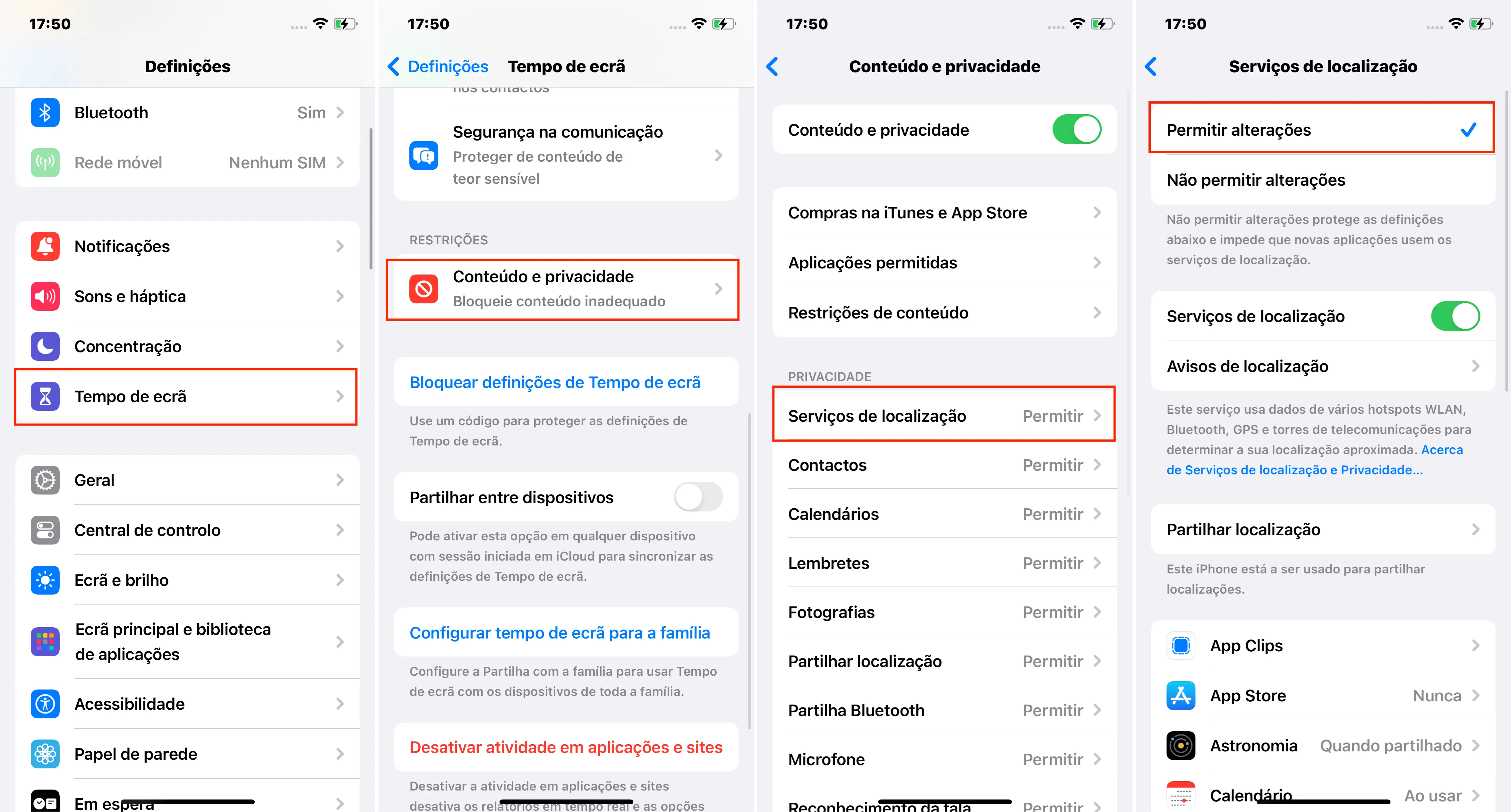 Etapas Para Permitir Alterações Nos Serviços De Localização No iPhone