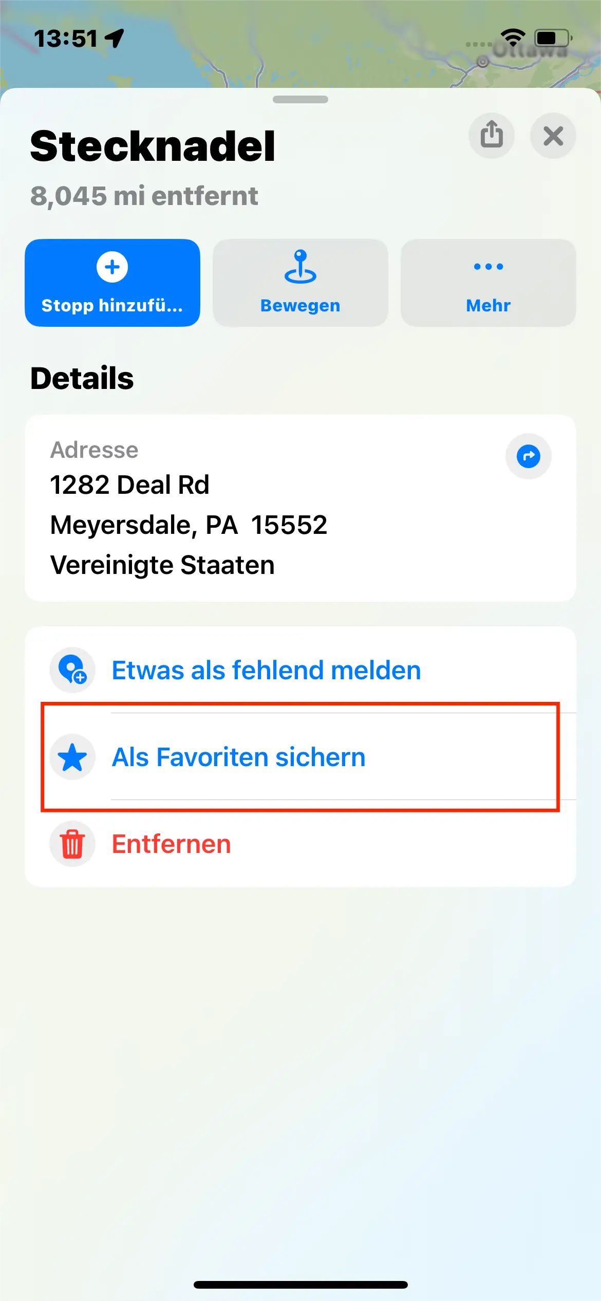 iOS 17 Hat Den Pin Zu Den Favoriten Hinzugefügt