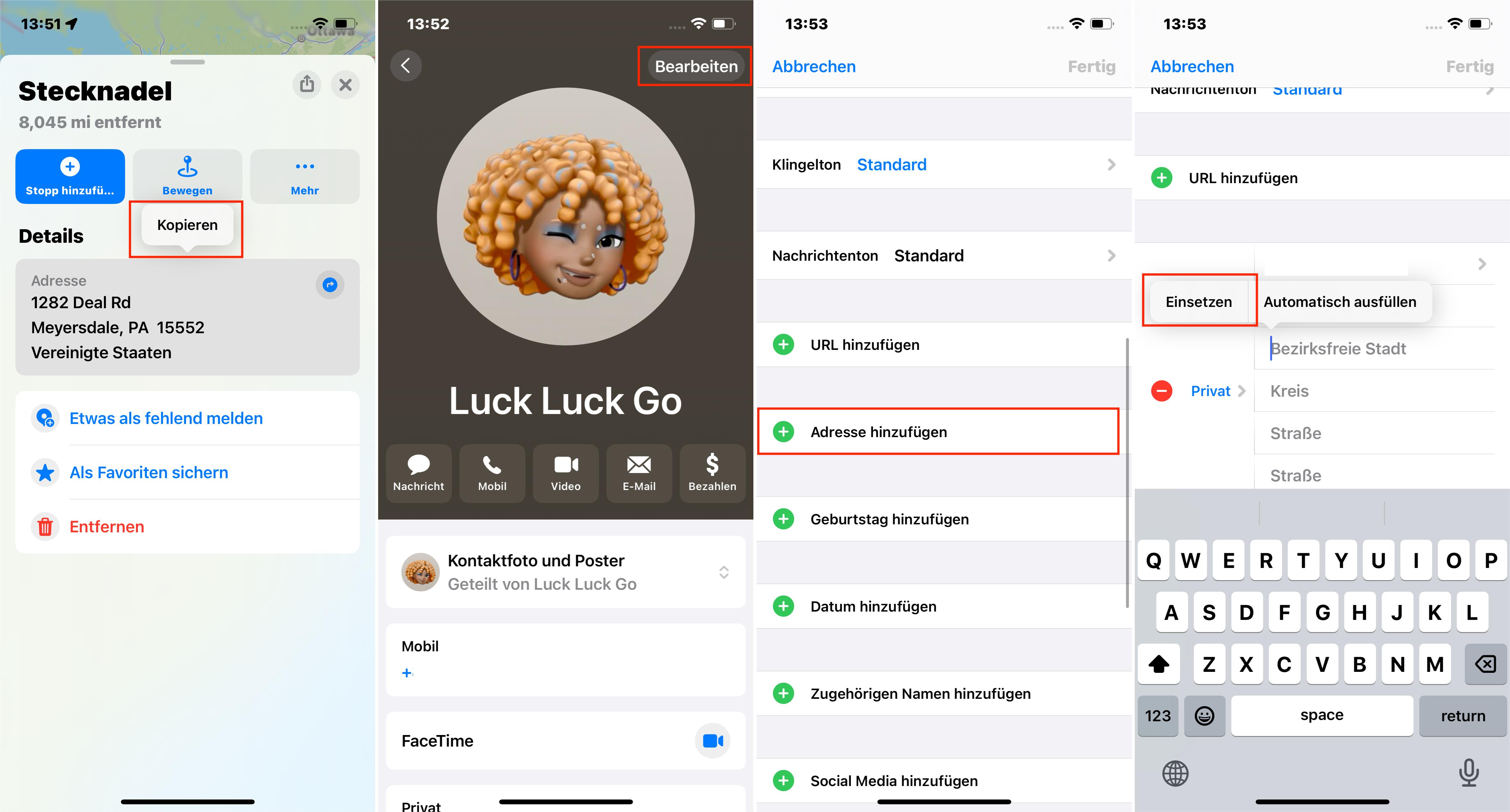 iOS 17 Schritte Zum Hinzufügen Einer Abgelegten Pin Zu Kontaktinformationen