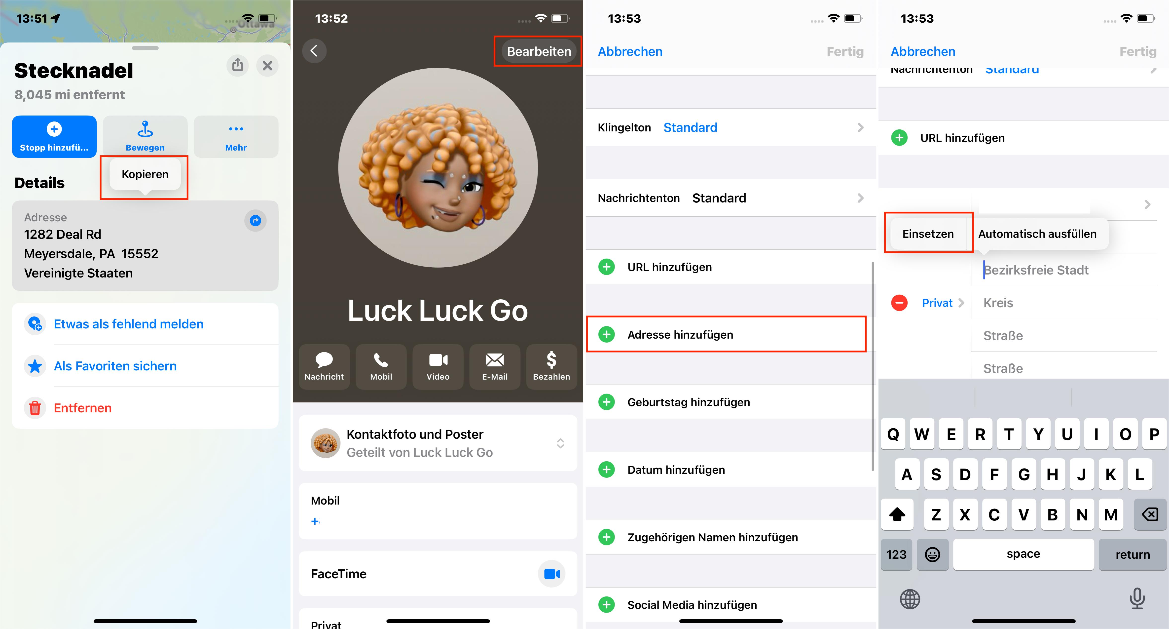iOS 17 Schritte Zum Hinzufügen Einer Abgelegten Pin Zu Kontaktinformationen