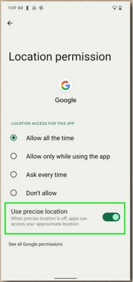 Location Permission for a Specific App on Android