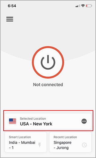 Change location via VPN