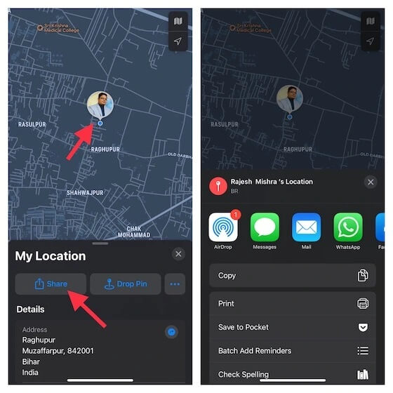 How to share pins on iMessage