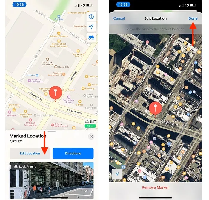 How to edit on a pin on Apple Maps.