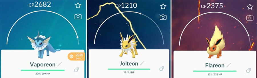 イーブイをポケモンGOでFlareonJolteonとVaporeonに進化させる方法