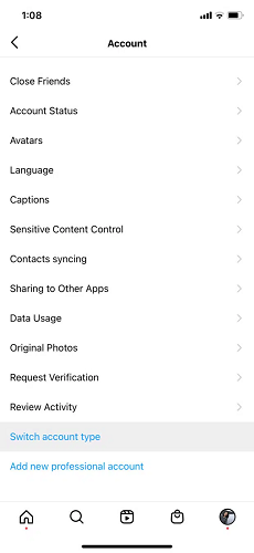 Click Switch Account Type