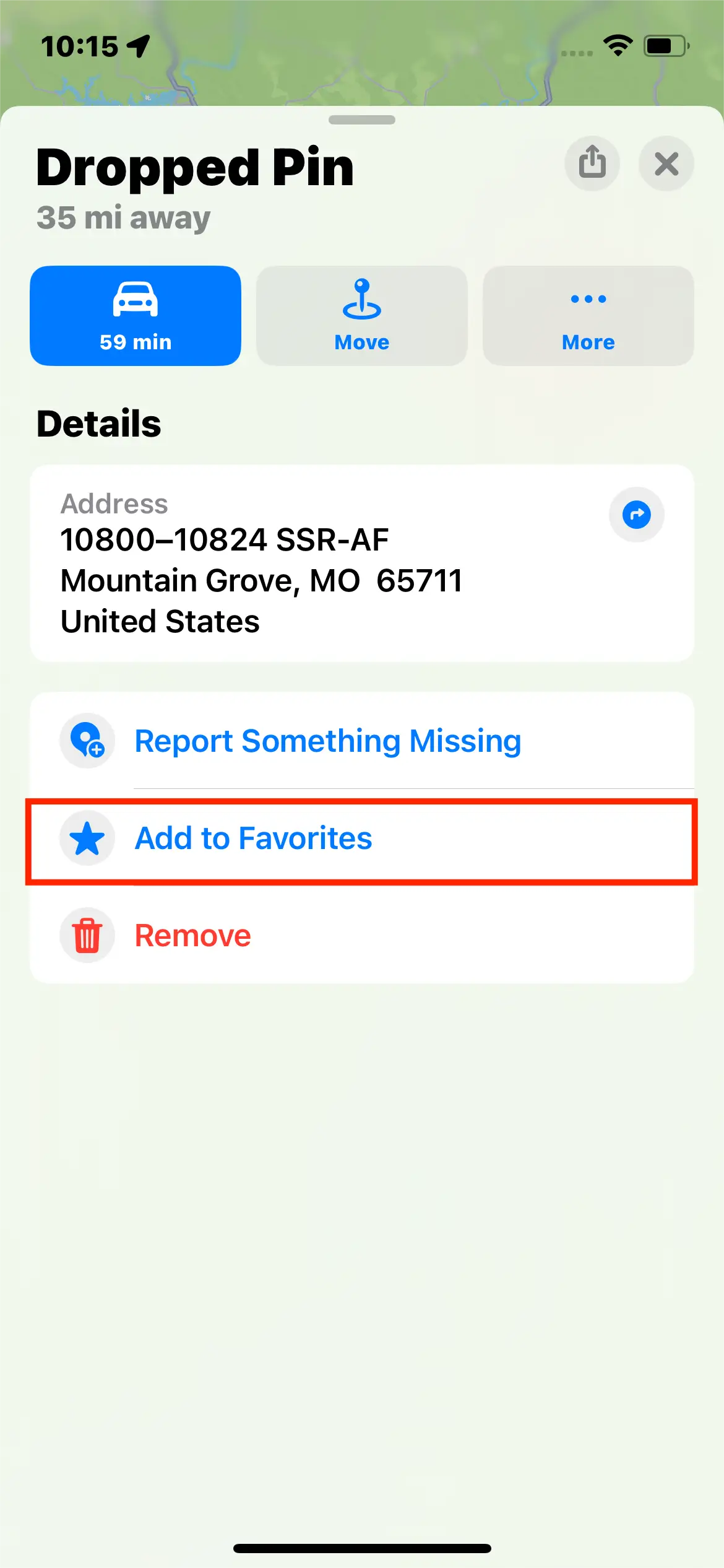 ios 17 Dropped Pin Add to Favorites 
