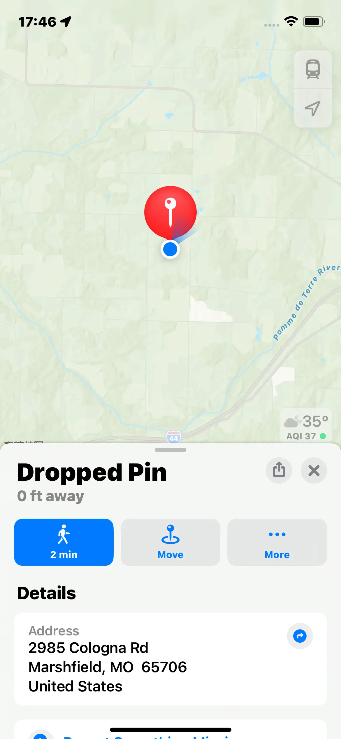 iOS 17 Dropped Pin