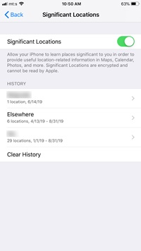 Tap Clear History