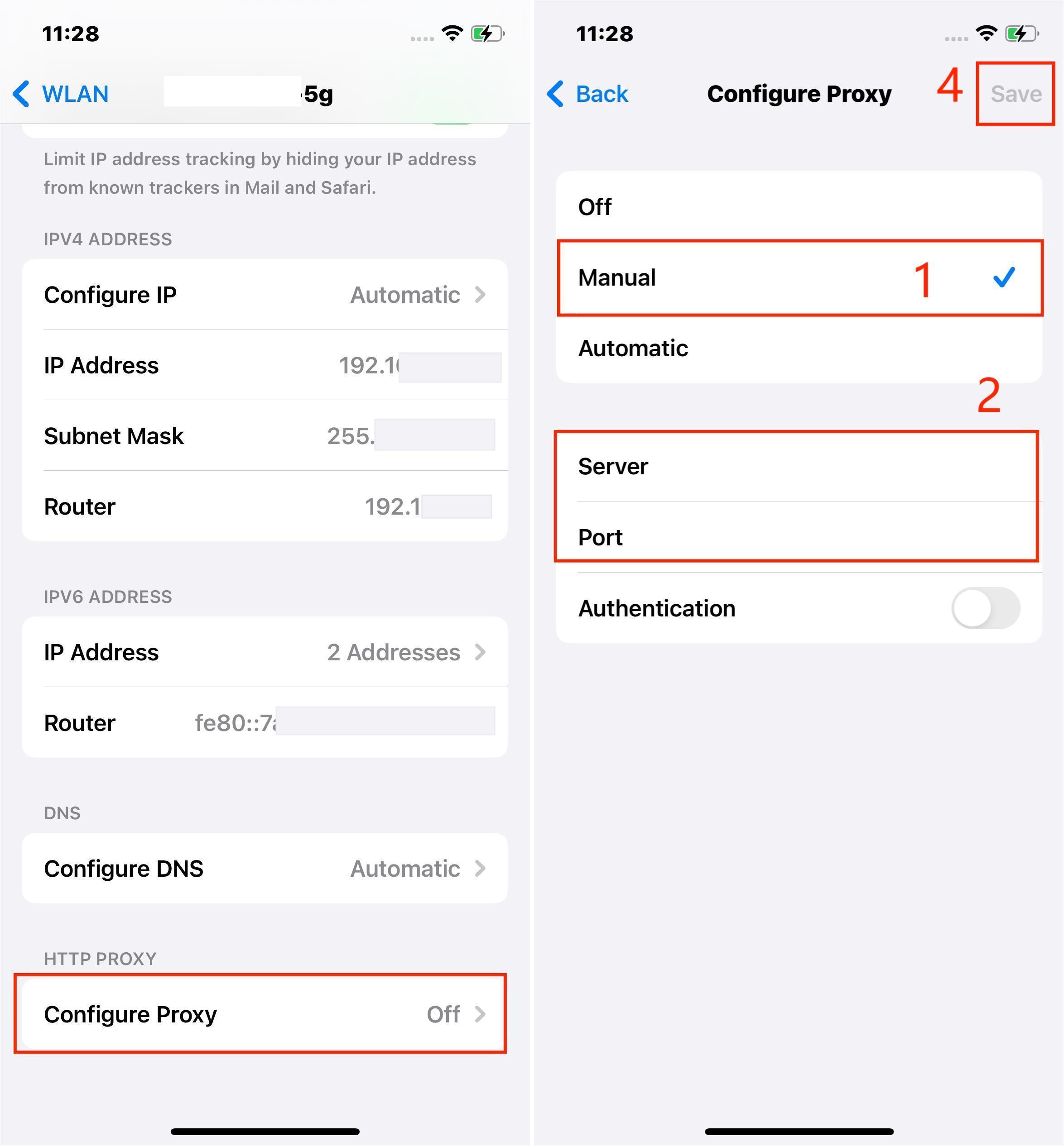 iPhone Steps to Manual Change Wlan Configure Proxy