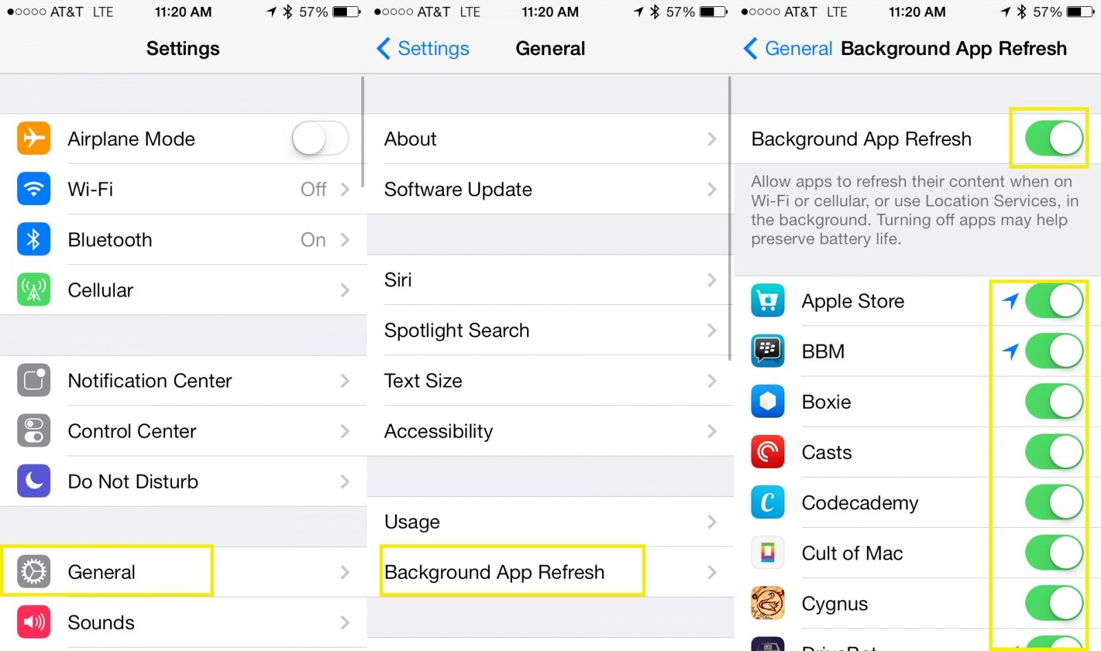 Enable background app refresh.