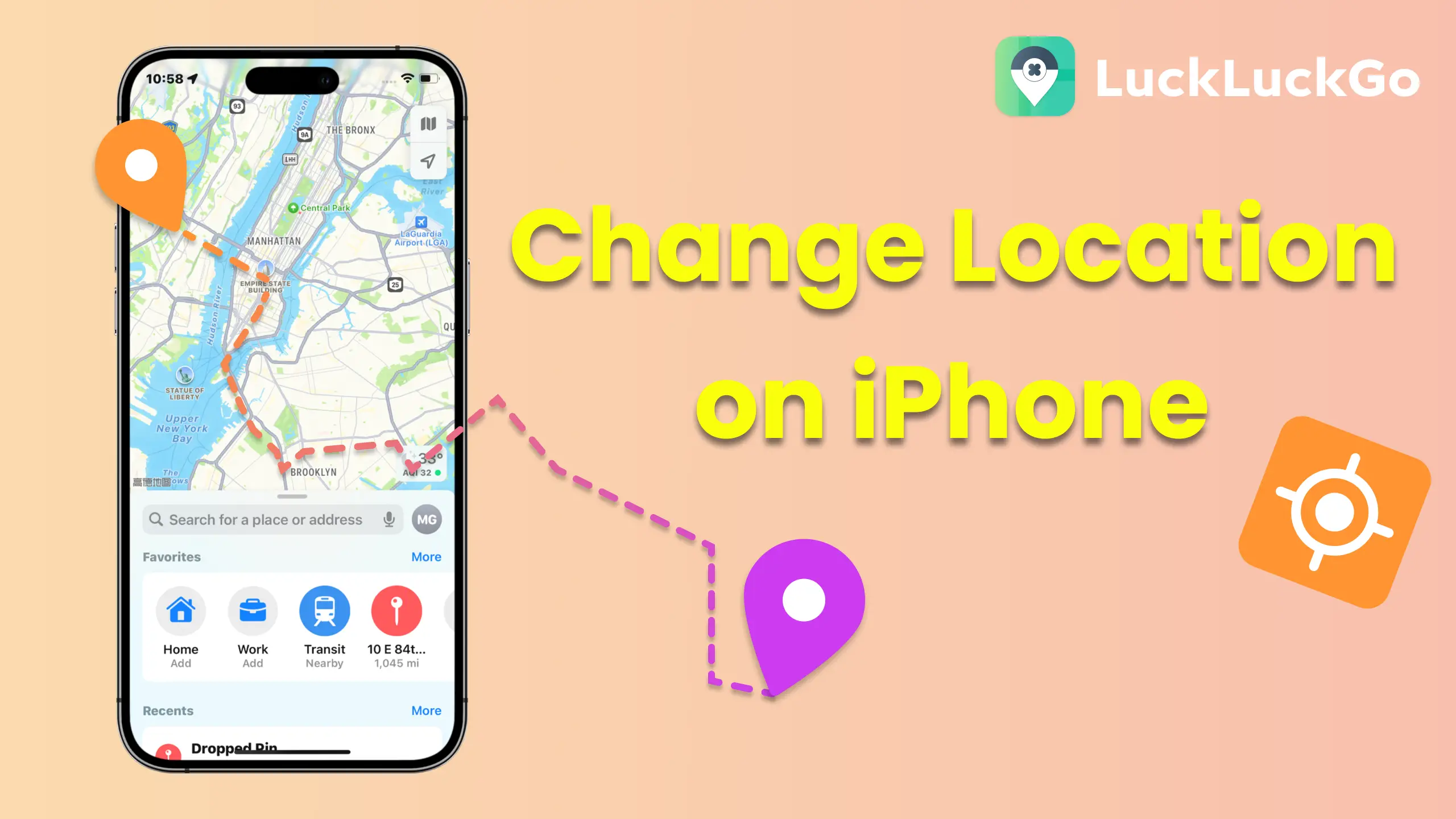 LuckLuckGo iPhone の場所のバナーを変更する方法