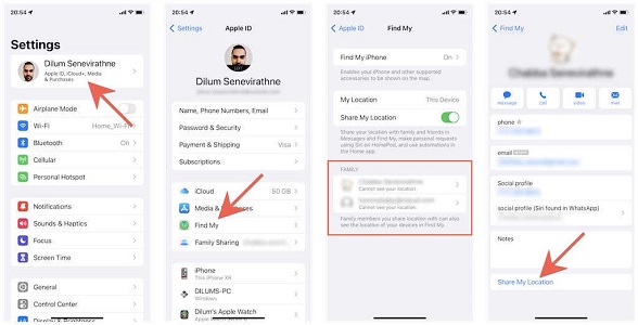 Steps to Share Location via Family Group