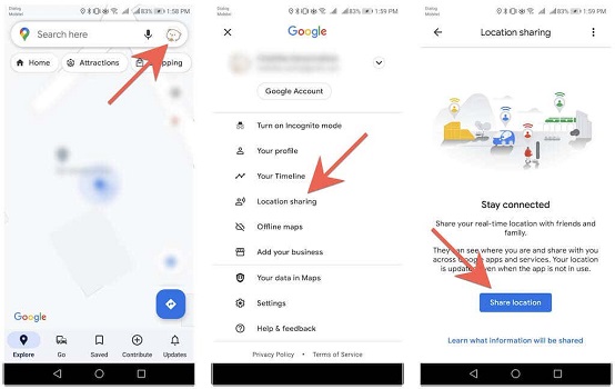 Steps to Share Location Via Google Maps