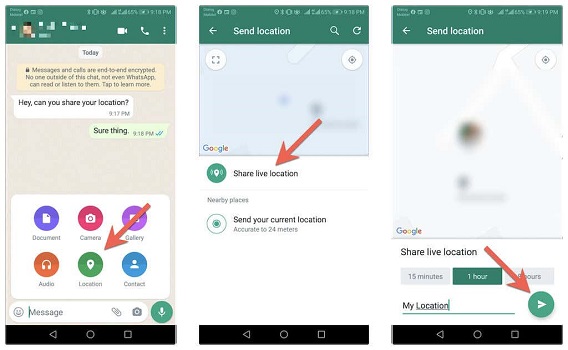 Steps to Share Location via Whatsapp