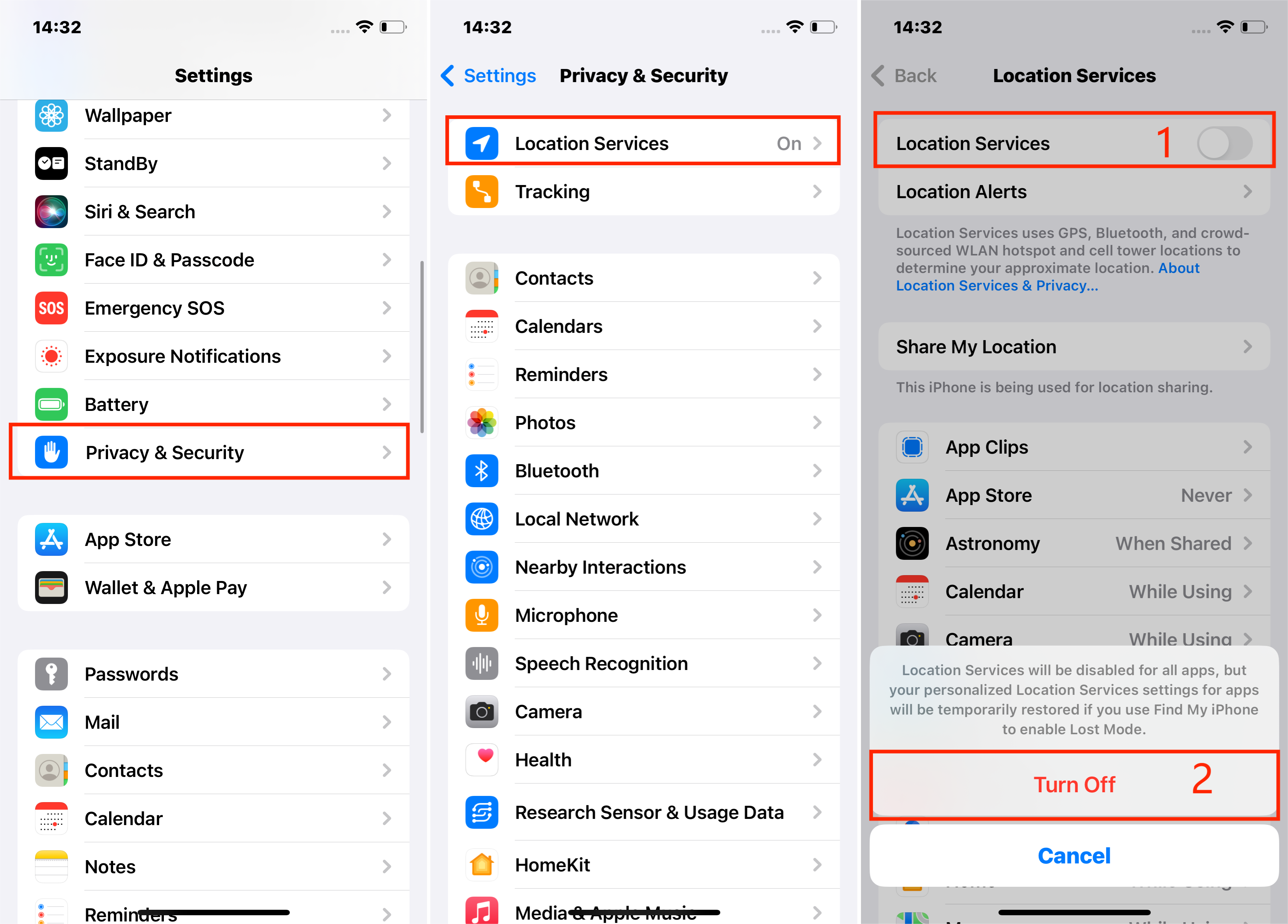 Steps to Turn Off Location Services on iPhone