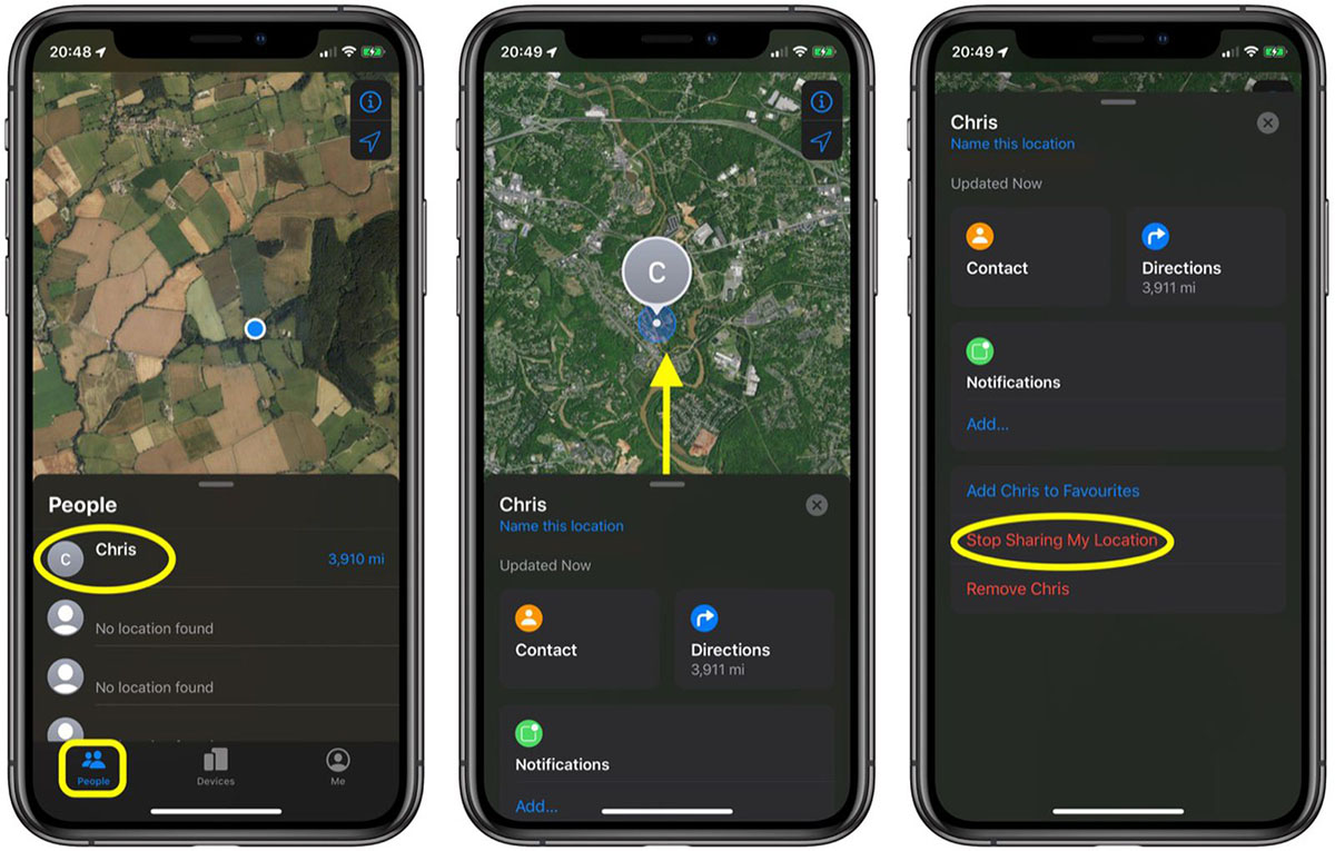 Stop Sharing iPhone Location on Find My