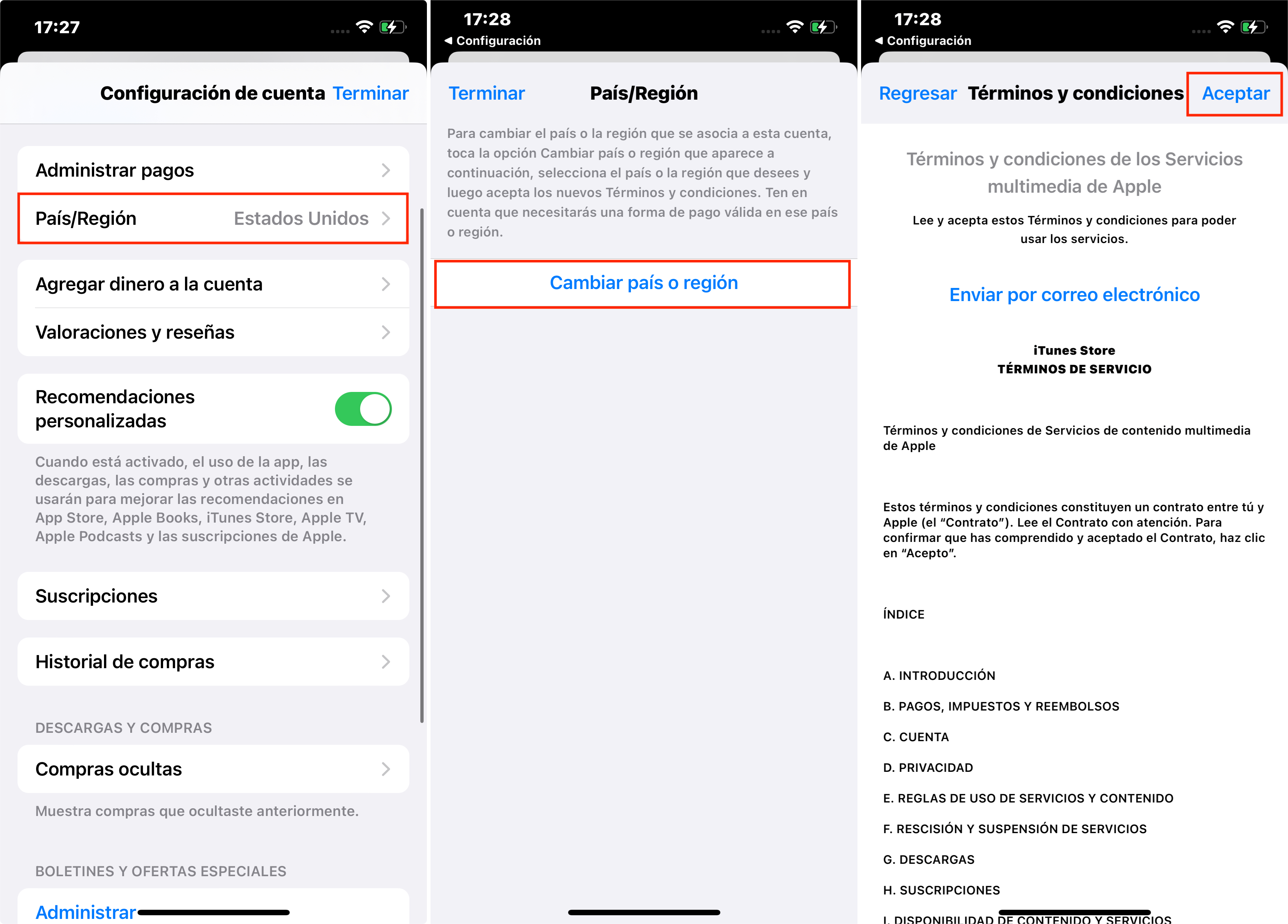 Cambiar Id De Apple País O Región Aceptar Términos Y Condiciones