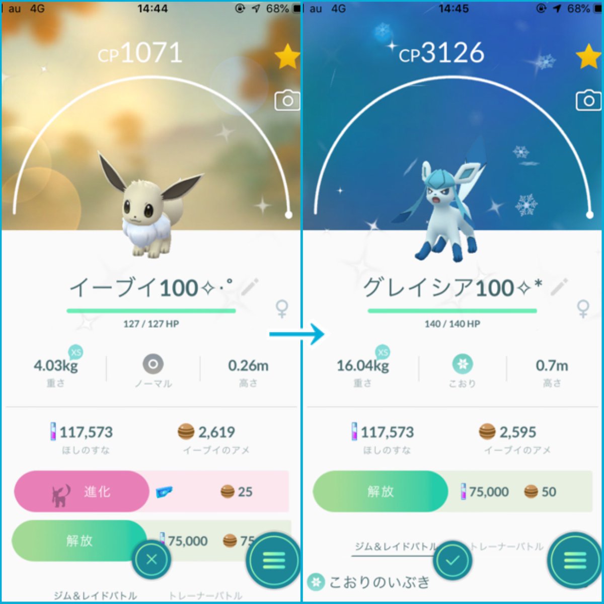 ポケモンGOの進化ボタン