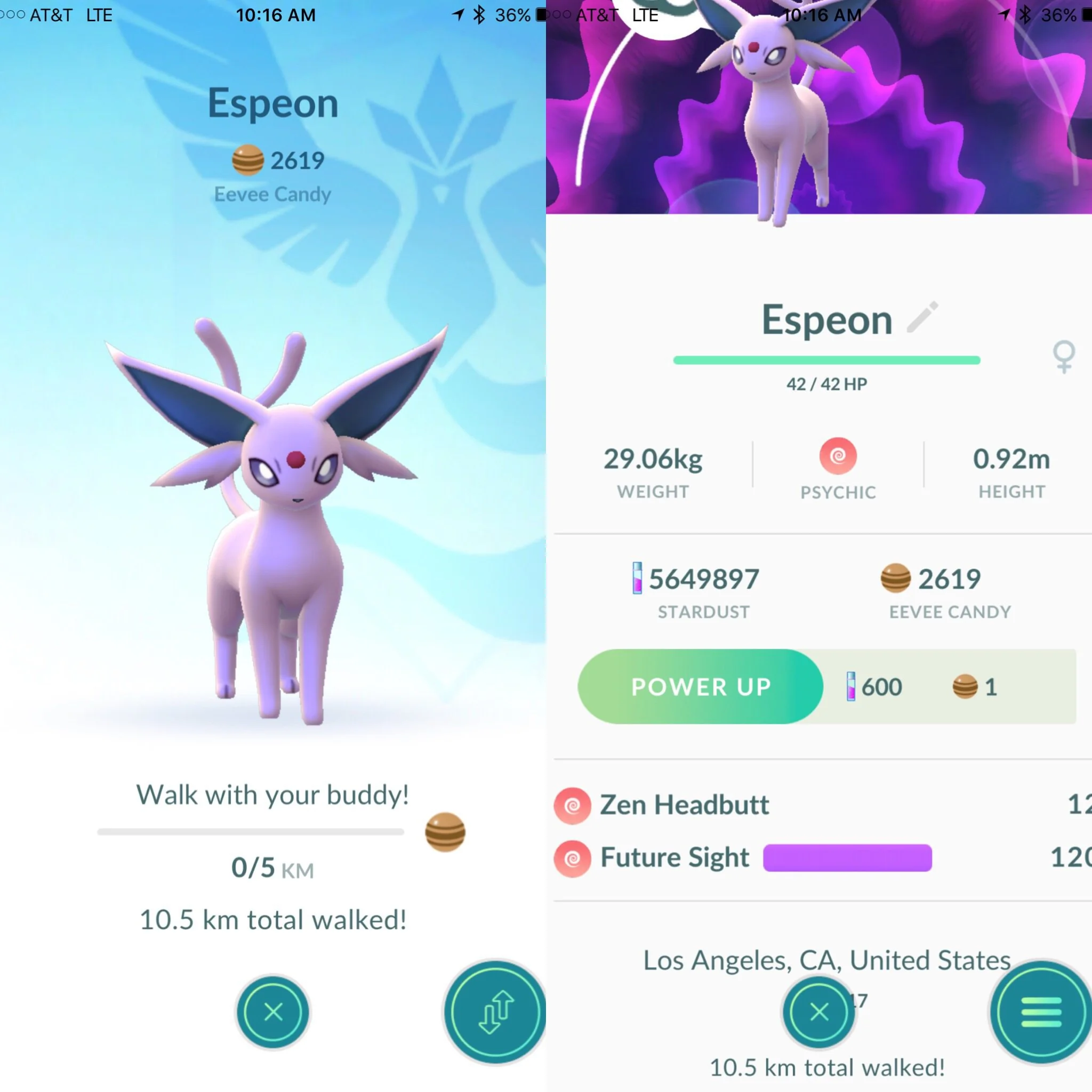 Evolve Eevee Into Espeon Buddy Distances Count 10.5 Km