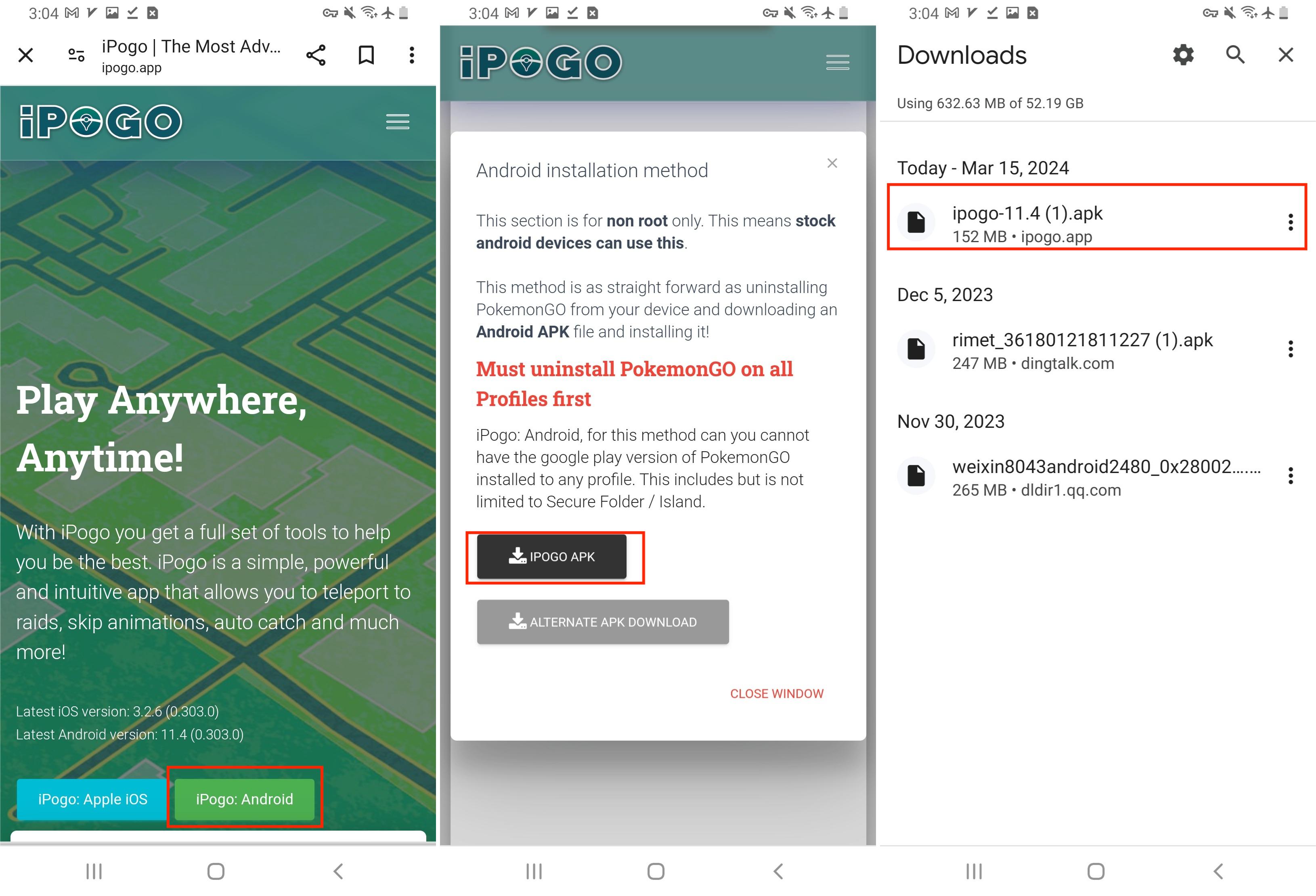 Steps to Find Ipogo Android on Browser Downloads