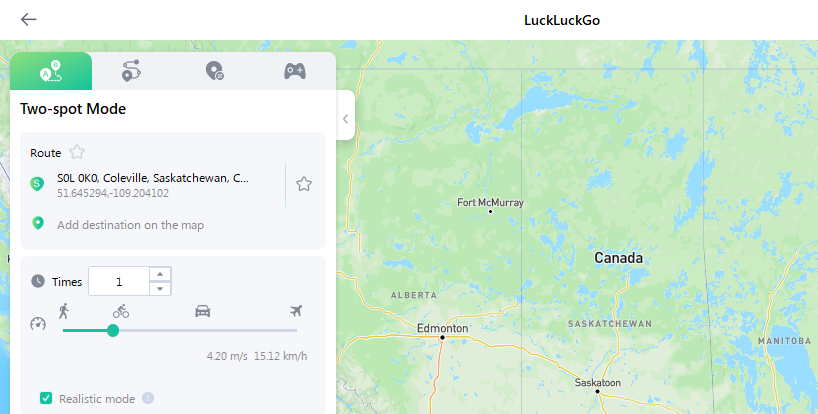 Luckluckgo Two Spots Mode Interface