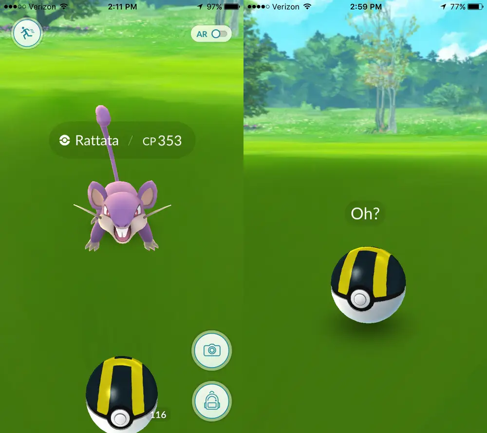 Pokémon Go Rattata Pop Up "Oh"