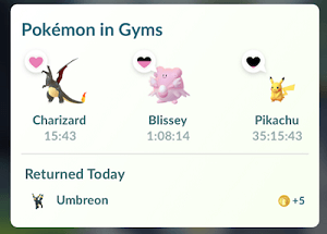 Pokémon in Gyms section