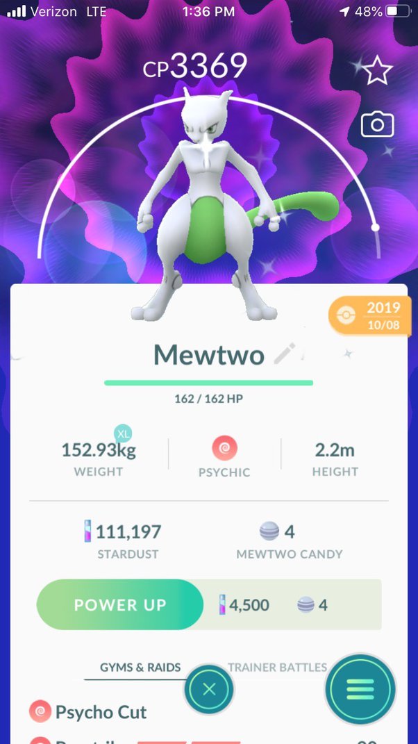 Power Up Mewtwo Interface