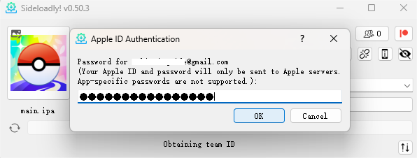 Sideloadly Apple ID Authentication 