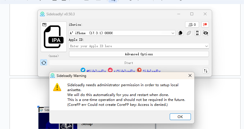 Sideloadly Idevice Warning Pop Up
